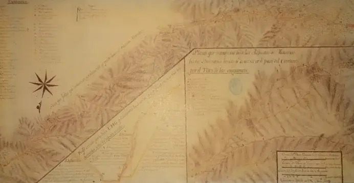 Plano del camino de los valles de Aragua nombrado generalmente de la Provincia por ser común a todas estas de Venezuela. Francisco Jacott, 1796. Servicio Histórico Militar. Madrid - España. CC-BY-NC-ND 4.0