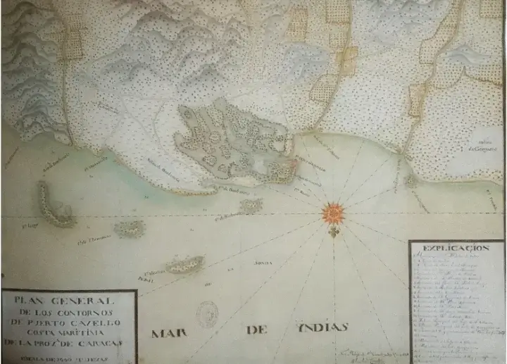 Plano general de los contornos de Puerto Cabello. Costa marítima de la provincia de Caracas. Juan Amador Courten, 1735. Servicio Histórico Militar. Madrid. CC-BY-NC-ND 4.0
